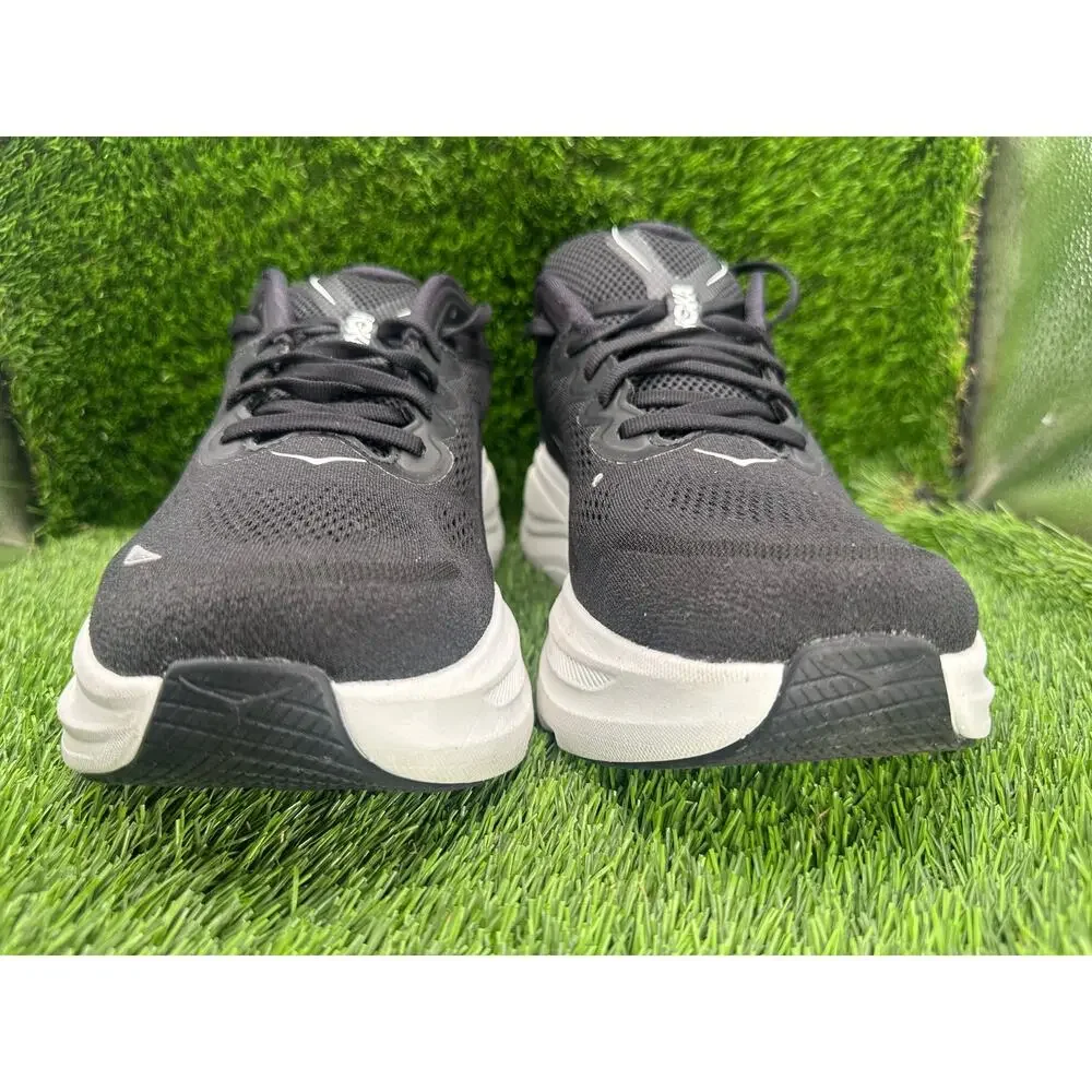 Hoka One One Bondi 9 1162015-BWHT Athletic Sneaker Mens 10 Black Knit Gym Sports